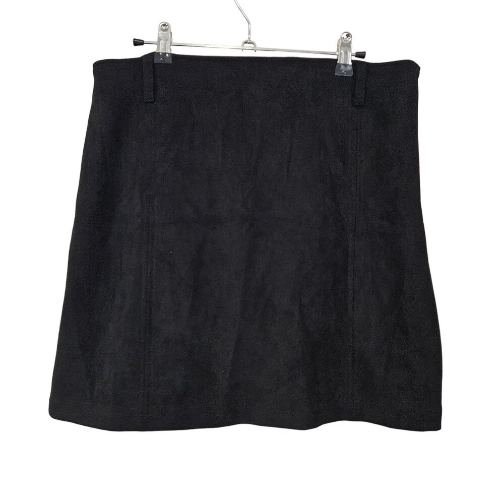 Haute Monde Women's Black Feux Suede Mini Skirt XL